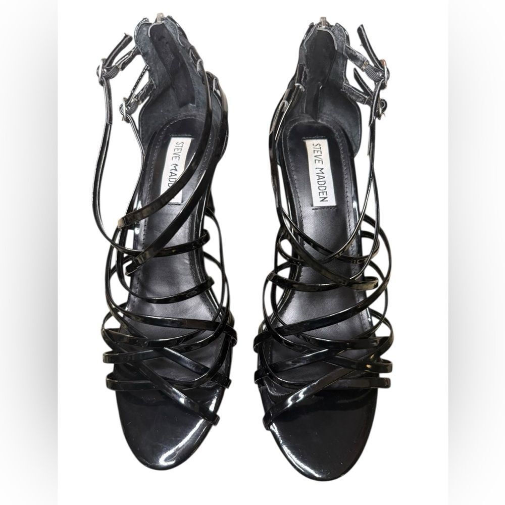 Steve Madden Black Patent Multi-Strap Heels size 8.5